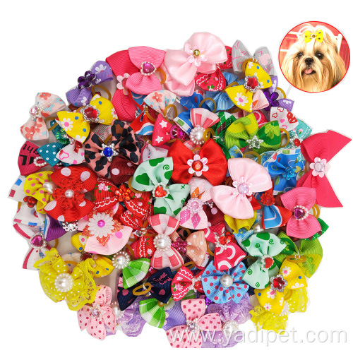 Colors Cat Dog Pet Head Flower Bow